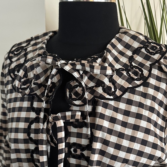 Anthropologie Maeve Long Sleeve Scallop Tie-Front Blouse One Size - Picture 6 of 14